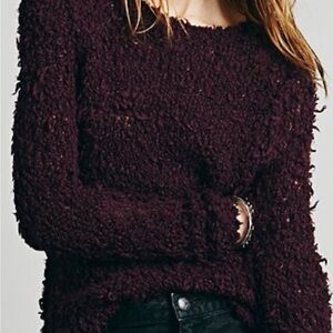 Free People Plum Shaggy Sweater Size Small Petite